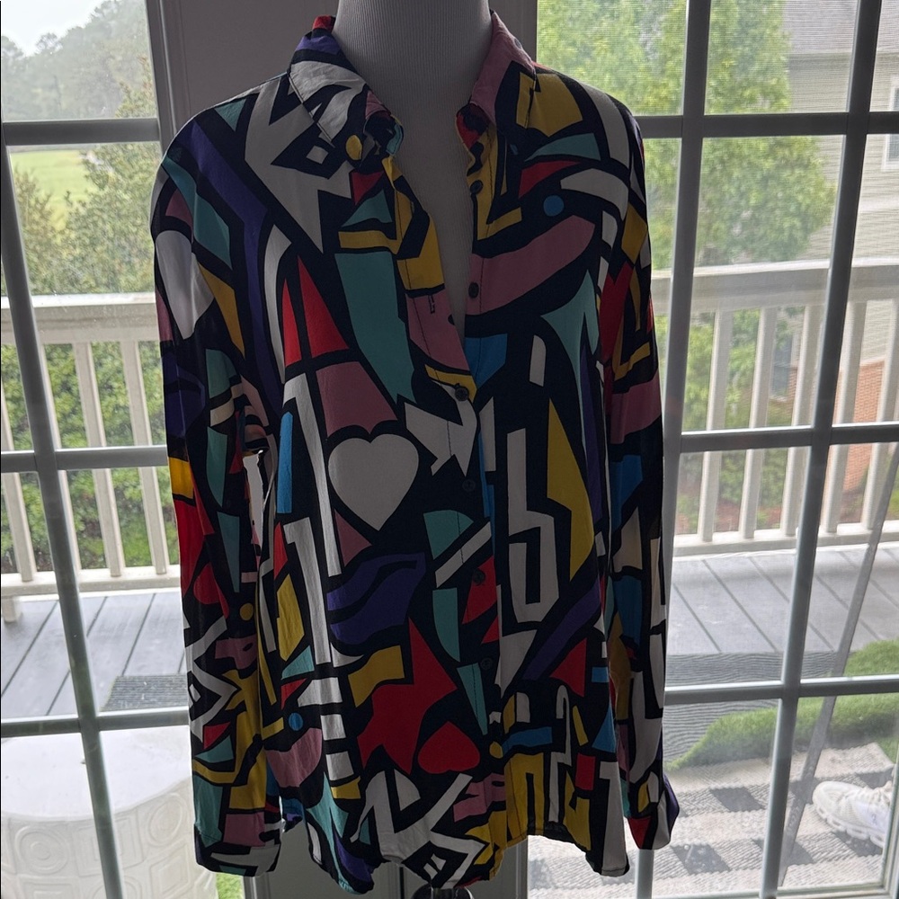 BigDart Multicolor Geometric Print Women's Top